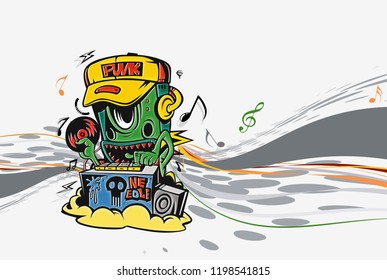 Robot party concept design for t-shirt print, vector illustration.