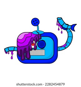 Robot Patch V60 Patch Streetwear, Urban Design Blue and Purple Colors Patch Commercial Use