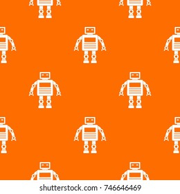 Robot pattern repeat seamless in orange color for any design. Vector geometric illustration