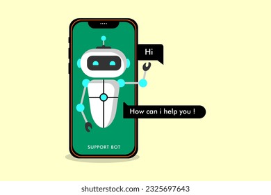 robot with phone, Chatbot icon concept, chat bot or chatterbot, Robot Virtual 