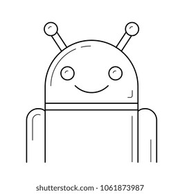 Icono de línea vector de teléfono robot aislado en fondo blanco. Icono de línea robot para infografía, sitio web o aplicación.
