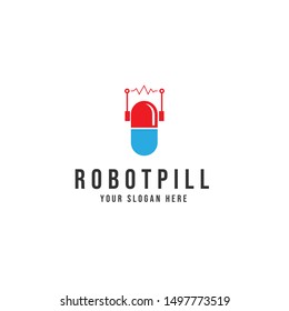 Robot pill Logo Vector icon