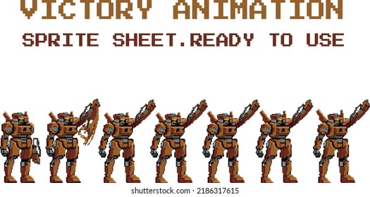 Robot Pixel Art Character Animation Attack Idle Die Lose Sprite Sheet Game Ready Pixelated Aseprite 