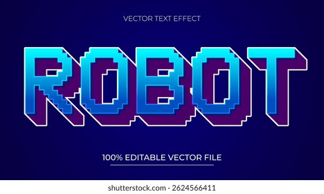 Efeito de texto editável da arte Robot Pixel com cor neon e estilo brilhante