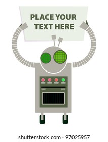 Robot with placard. Place your own text!