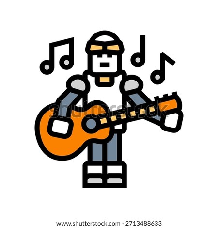 robot playing a guitar color icon vector. robot playing a guitar sign. isolated symbol illustration