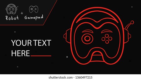 Robot plus gamepad logomark. Brand identity. Marketing logotype. Cybersport  logo design.