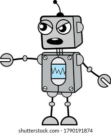 Robot Pointing Finger Cartoon Design