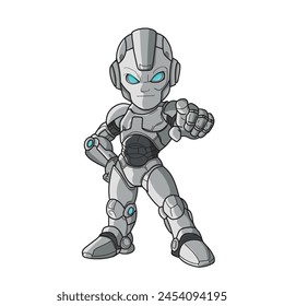The robot points its finger in your direction. vector illustration