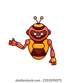 Robot presenting or welcoming gesture vector illustration. Cute robot cartoon illustration