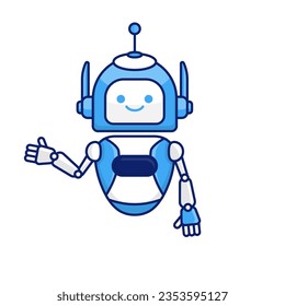 Robot presenting or welcoming gesture vector illustration. Cute robot cartoon illustration