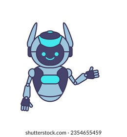 Robot presenting or welcoming gesture vector illustration. Robot mascot character illustration
