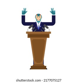 Robot president isolated. Cyborg elections illustration. Need your voice. Concept mr. President of future