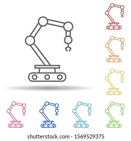 Robot in production in multi color style icon. Simple thin line, outline vector of automation icons for ui and ux, website or mobile application