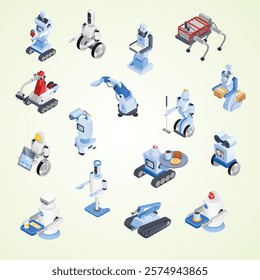 robot professions icon set assistance