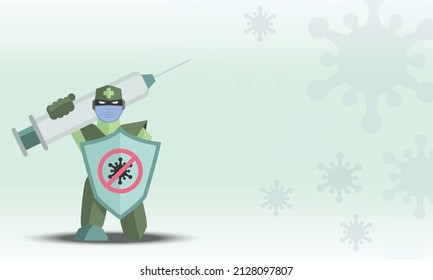 Robot Protect And Anti Virus Covid19 Corona Virus With Medical Cartoon - Vector