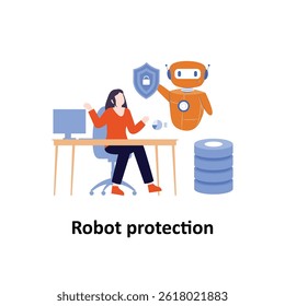 Robot protection Vector illustration which can easily modify or edit

