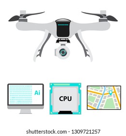 Robot. The prototype of the aircraft. Quadcopter.