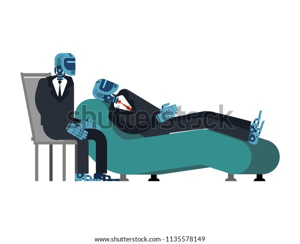 Robot Psychologist Cyborg Reception Psychotherapist Vector Stock Vector 