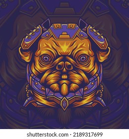 Robot pug vector illustration. Easy editable content separated layer