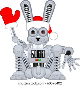 robot rabbit r2 sit  new year