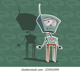 Robot radioman with texture background