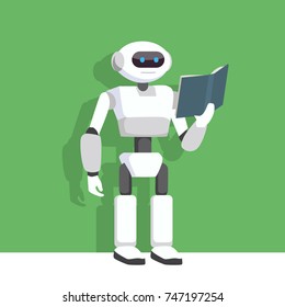 Robot Reading A Book Flat Illustration