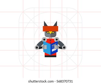 Robot Reading Book Icon