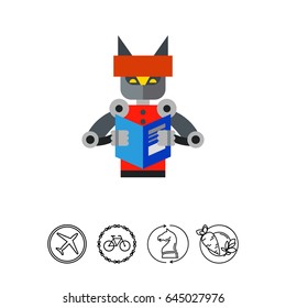 Robot Reading Book Icon