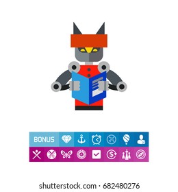 Robot Reading Book Icon