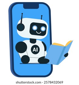 Robot reading book from mobile phone