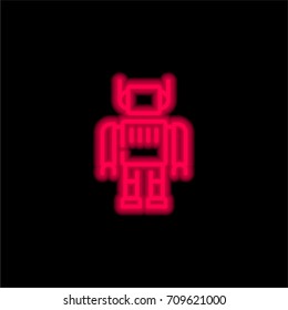 Robot red glowing neon ui ux icon. Glowing sign logo vector