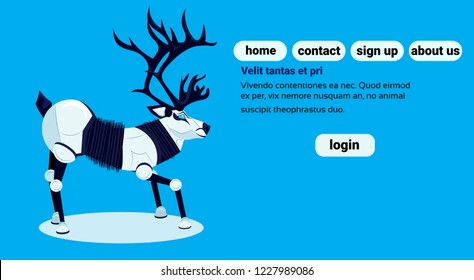 robot reindeer artificial intelligence concept robotic deer cartoon animal flat copy space horizontal vector illustration