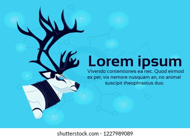 robot reindeer artificial intelligence concept robotic deer cartoon animal portrait flat copy space horizontal vector illustration