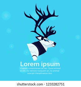 robot reindeer artificial intelligence concept robotic deer cartoon animal portrait flat copy space vector illustration
