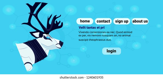 robot reindeer artificial intelligence concept robotic deer cartoon animal portrait flat copy space horizontal