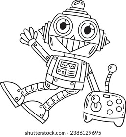 Robot and Remote Control Isolated Coloring Page