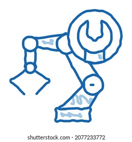 Robot Repair sketch icon vector. Hand drawn blue doodle line art Robot Repair sign. isolated symbol illustration
