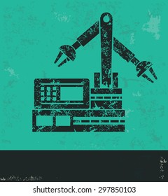 Robot resource design on green background,grunge vector