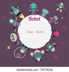 robot reunion cartoon with blank text area