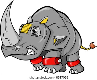 Robot Rhino Vector Illustration