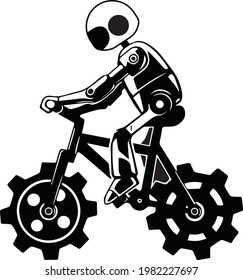 Robot riding the cycle having different shape tyres