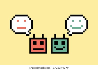 Robot robótico o ai humanoide humano concepto de negocio enginner automatización con bot, juguete, inteligencia artificial, píxel, 8 bit, fondo, colorido, hombre de negocios.