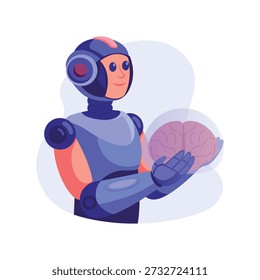 Mano robótica robótica sosteniendo suavemente la ilustración plana del Vector cerebral. 