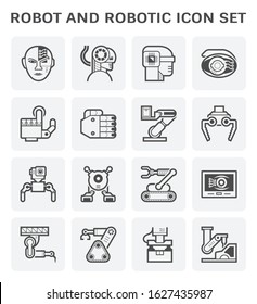Robot and robotic icon set design.