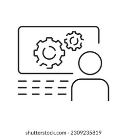 Robot or robotic icon such as arm, hand, production line, box packaging, automotive production, computer control and other product manufacturing, vector icon