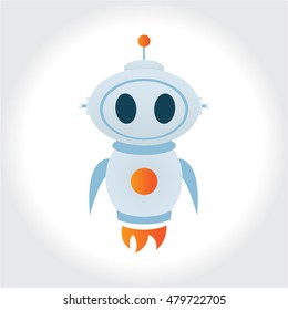 Robot rocket mascot logo. Cute robot character. Vector illustration