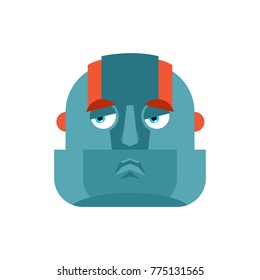 Robot sad emoji. Cyborg sorrowful emotions. Robotic man dull. Vector illustration