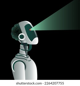 robot scanning with eyes vector illustration