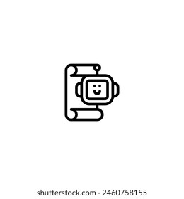 robot sci fi smile announcement outline icon and illustration